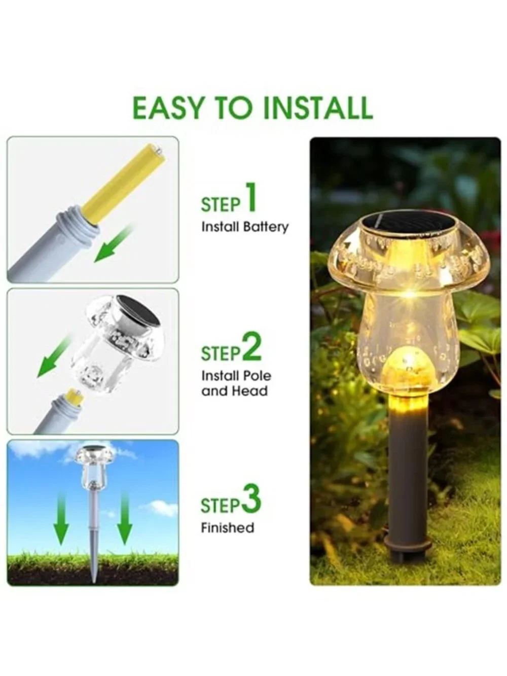 Solar Mushroom Lights Outdoor Garden Pathway Stake Lights Waterproof 8 Pack